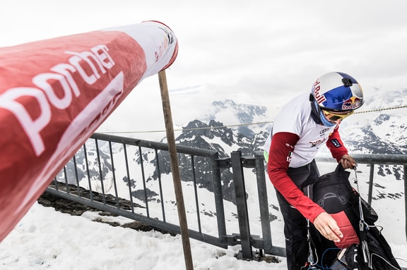 Aaron Durogati (ITA1) performs during the Red Bull X-Alps at Turnpoint 7, Switzerland on June 21, 2019